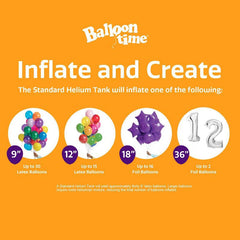 12" Jumbo Helium Balloon Tank Kit: Steel, Red, Birthday Party Accessory, Ages 18+, Balloon Time