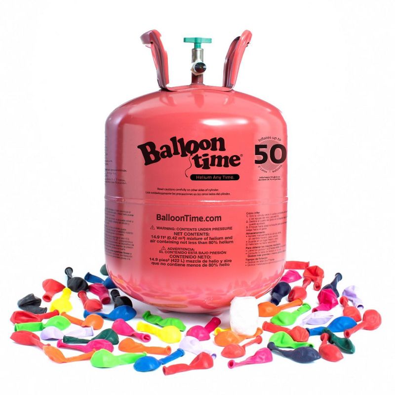 12" Jumbo Helium Balloon Tank Kit: Steel, Red, Birthday Party Accessory, Ages 18+, Balloon Time